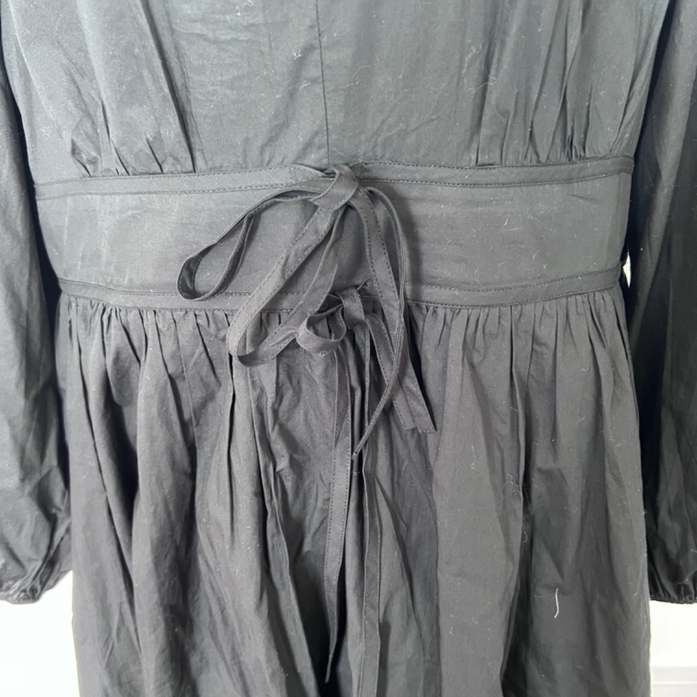V-neck cotton poplin mini dress w/pockets - Picture 4 of 7